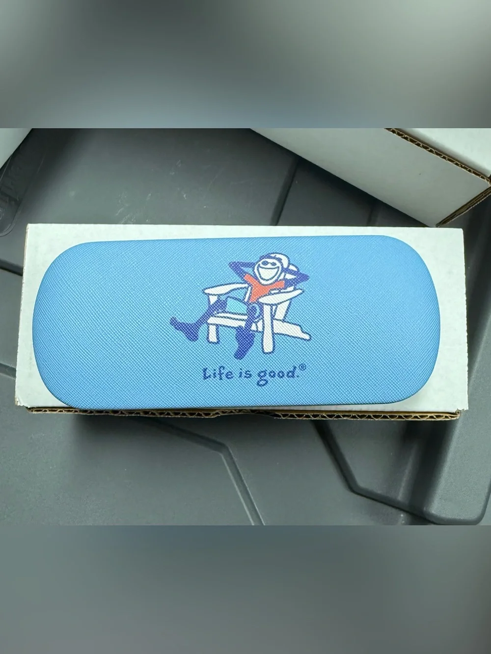 Life is Good 6” eyeglass hard clamshell case blue relax chill beach vibes new